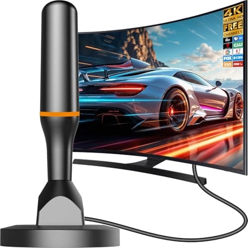 Indoor Tv Antenna for Local Channels, 4K HD Digital Antenna for Smart TV Indoor, No Cable Needed - Magnetic Base, 360° Reception, 8.2ft Cable, Long Range- Support HDTVs with Built-in Tuner