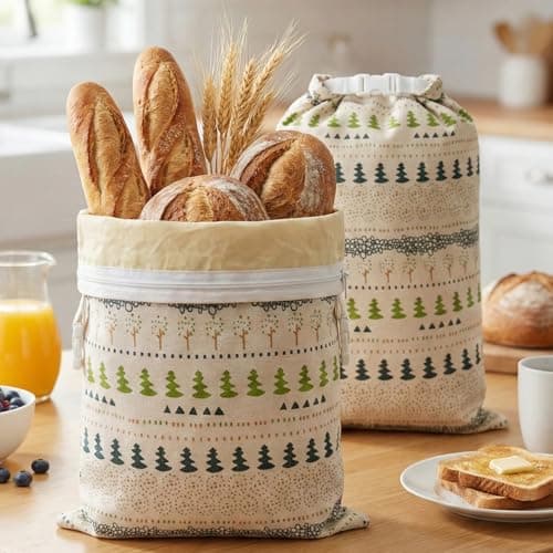 Coizyoe Reusable Beeswax Bread Bags-17"x13" Large Bread Bags for Sourdough & Homemade Cloth BreadBags Keeps Fresh Longer 2Pack (Tree Patterns) - Image 1