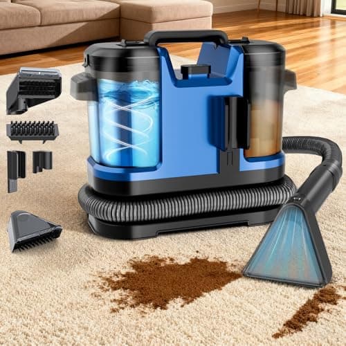 Vaconly Portable Carpet & Upholstery Cleaner Machine, Handheld Spot Cleaner with Dual Brush, 18KPa Suction, Large Removable Tank for Couch, Car, Stairs, Rugs & Pet Stains, Blue - Image 1