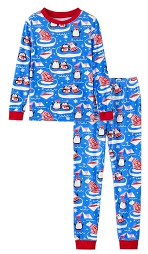 PATPAT Toddler & Kids Pajama Sets with Bamboo Viscose, Snug Fit PJs for Boys, All-Season Comfort Sleepwear, Blue Holdiay Polar Party, Size 4T - Image 1