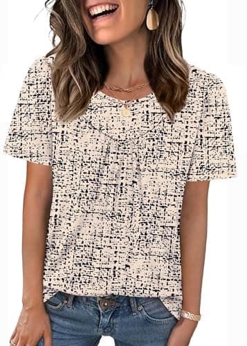 Short Sleeve Shirts for Women Spring Break Essentials Plus Size Women's Clothing Fashion Summer Tops Casual Beach Vacation Cruise Travel Outfits Pleated Maternity Clothes 3X. - Image 1