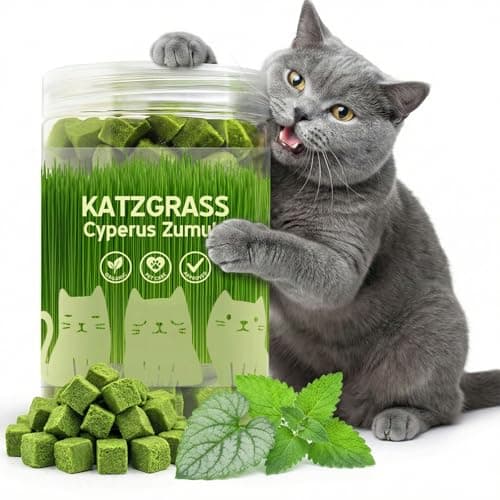 Prettypum Cat Grass Treats for Indoor Cats - Freeze Dried Cat Grass Crunchy Snacks for Hairball Control and Digestive Support - Natural Kitty Grass Supplement - 4.23 oz - Image 1