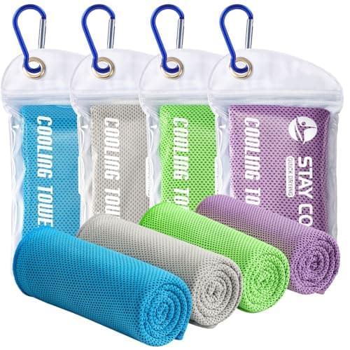 DOFOWORK Cooling Towels - 4 Pack Cooling Towels for Neck and Face, 40"x12", Microfiber Soft Breathable Cooling Towel for Hot Weather, Workout & More Activities - Image 1