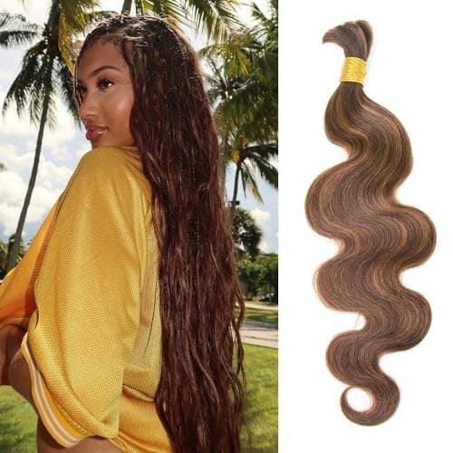 Braiding Human Hair for Boho Braids 100G Body Wave Boho Human Hair for Braiding #4/30 100% Brazilian Human Braiding Hair 18 Inch