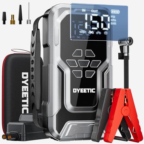 Dyeetic 7000A Car Jump Starter with Air Compressor,150PSI Car Battery Jump Starter with Tire Inflator,12V Pack Jump Box with Large Digital Display, 21800mAh Power Bank,Smart Jumper Cable - Image 1