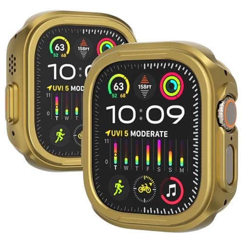 SDOCEBF Metal Case for Apple Watch Ultra 3/2/1 49mm, Aluminum Shockproof Bumper with Back Cover, Rugged Protective Case Compatible with 2025 Ultra3, Gold - Image 1