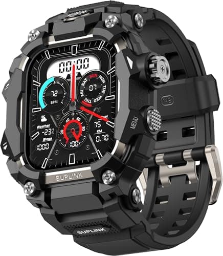 SUPLINK Rugged Case with Bands for 45mm Apple Watch Band Men, Compatible with Apple Watch Series 9/8/7 Bands, Protectiver Bumper Cover for iWatch Band Men (Titanium Color) - Image 1