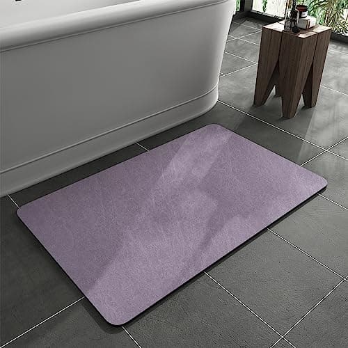MontVoo -Bath Mat Rug-Rubber Backing Non Slip Quick Dry Absorbent Thin Bathroom Rugs Fit Under Door-Faux Suede Surface Bathroom Floor Mats-Shower Rug for in Front of Bathtub Shower Lavender 16"x24" - Image 1