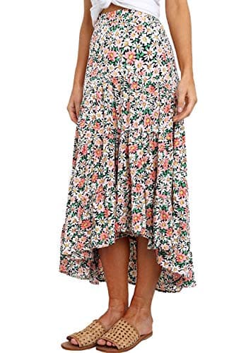 PRETTYGARDEN Women’s Bohemian Tie Dye Print Long Skirts Button Down High Waist Split A-Line Maxi Skirt (Floral Black, X-Large) - Image 1