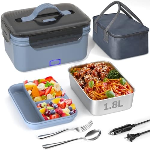 Electric Lunch Box Food Heater, New 100W Portable Food Warmer, Heated Lunch Box for Adults Car/Home with 1.8L Removable Stainless Steel Container, Christmas White Elephant Gifts, 12V/24V/110V/220V - Image 1