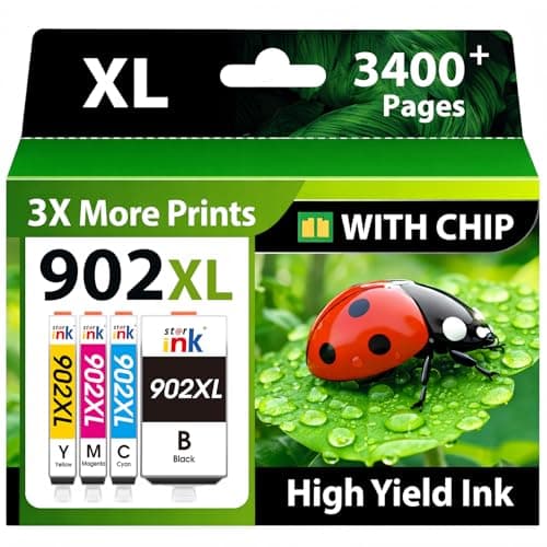 Starink 902 902XL Ink Cartridges Replacement for HP 902 Ink Cartridges Combo Pack Compatible with Officejet Pro 6978 6968 6974 6975 6960 Officejet 6951 6954 6956 6958 Printers, 4 Pack, BKCMY