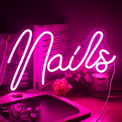 FAXFSIGN Nails Neon Sign Led Pink Neon Light Up Signs for Wall Decor Usb Neon Lights for Nail Salon Beauty Room Decor Indoor Outdoor Lights for Bedroom Shop Room - Image 1