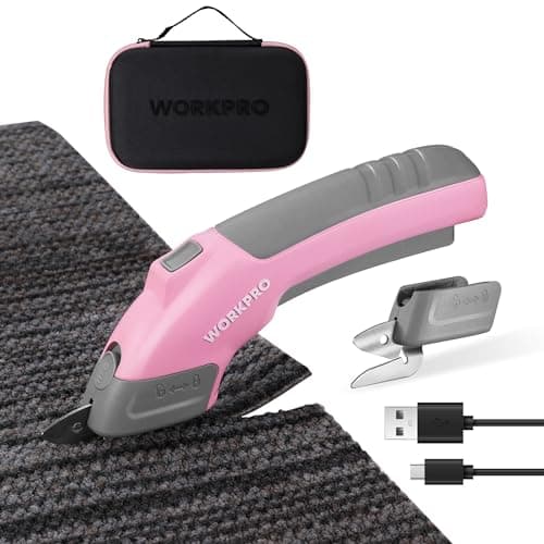 WORKPRO 4V Cordless Electric Scissors With 2 blades, Fabric, Leather, Carpet and Cardboard Cutter, 2000mAh Rechargeable Powerful shears with Storage Case - Image 1