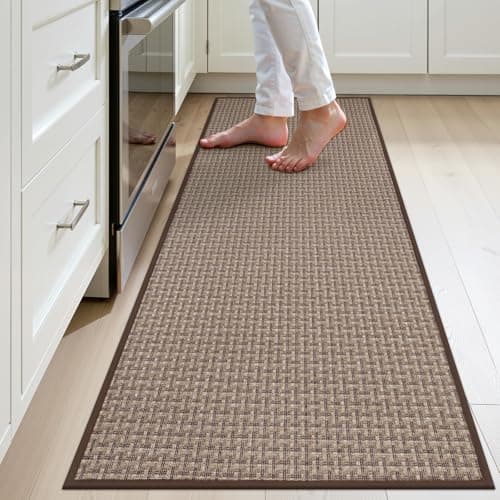 Ileading Kitchen Runner Rugs,Soft Braided Cushioned Rug for Kitchen Floor,Stain Resistant Comfort Standing Mats, Durable Non Slip Anti Fatigue Rubber Rugs for Laundry,Doormat,Front of Sink(Brown) - Image 1
