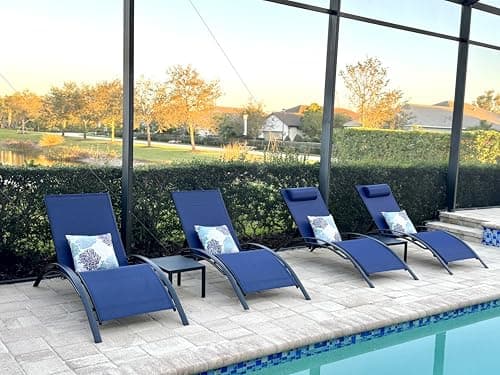 PURPLE LEAF Patio Oversized Chaise Lounge Chair Set with 2 Side Table Pool Outside Adjustable Recliner Chairs for Beach Outdoor Sunbathing Tanning Poolside Loungers Chair - Image 1