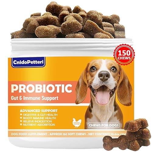 Probiotics for Dogs - 6 Digestive Probiotics & 6 Enzymes for Itchy Skin,Digestion & Gut Support,Helps Diarrhea, Yeast Infection, Upset Stomach,Allergies & Immune System Support-150 Chews - Image 1