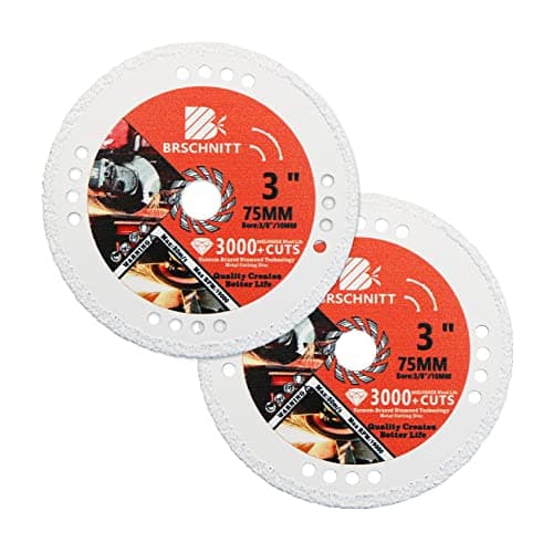 BRSCHNITT Diamond Cut Off Wheel,2pcs 3 Inch x 3/8 Inch Arbor Vacuum Brazed Diamond Saw Blades for Metal Steel Tube Iron Rebar Cutting Wheel (75mm 2pcs)