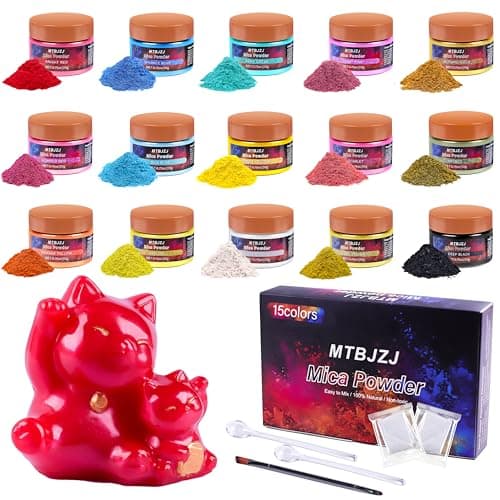 MTBJZJ Mica Powder for Resin, 15 Colors - 20g/Bottle of Epoxy Resin Color Pigment,for Candle Dye, Lip Gloss Pigment, Soap Making, Slime Colorant, Paint, Bath Bombs,Nail Polish and Eye Shadow - Image 1