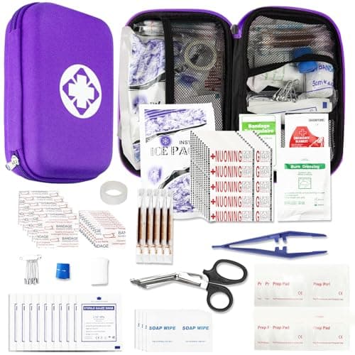 276PCS Compact Small First Aid Kits for Home Businesses Urgent Essential Mini First Aid Kit Travel Size Car Emergency Supplies Kit for Hiking Boating Skating, Purple AMORNING - Image 1