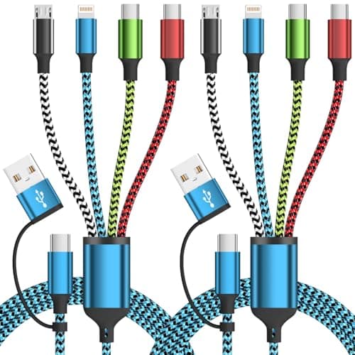 Travle USB A/C 4 in 2 Charging Cords,Dual Type C Mulit Charging Cable, Universal Charging Cables for All Devices,iPhone Charger Cord for iPhone Series/Samsung/Tablets/PS - Image 1