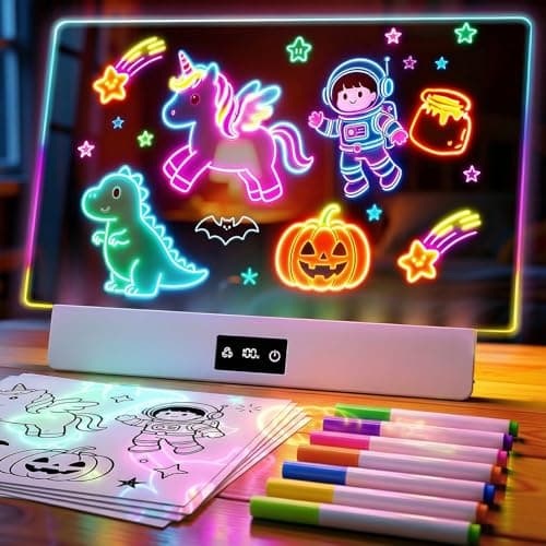 TAEMVV Lumiboard LED Drawing Board for Kids, 16-Inch Rechargeable Light Up Dry Erase Board with 8 Colors, 3 Dynamic Modes, 6-Level Dimmer, 15H Battery, Built-in Stand & Full Kit - Image 1