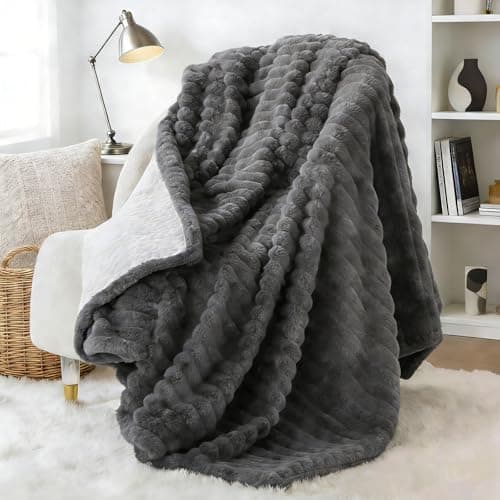 PAJEO Throw Blanket for Couch and Bed, Fleece Throw Blanket with Cozy Plush Fluffy Feel, Soft Bubble Blanket Plush for Living Room Sofa, Decorative Blanket Throw, Warm All Season Blankets, 45" x 60" - Image 1