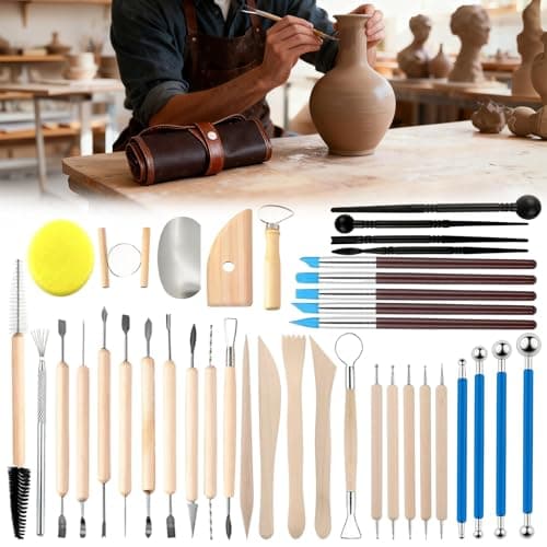 Professional Clay Sculpting Tools Kit: 39Pcs Polymer Clay Set for Stippling Carving Molding Shaping in Studio for Ceramic Artists - Image 1