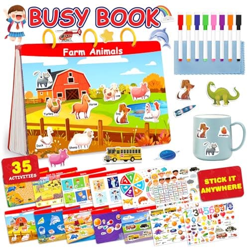 Montessori Preschool Busy Book for Toddlers - Activity Books for Kids Ages 3-5 - Preschool Learning Activities - Workbook Activity Binder - Autism Sensory Toys - Gifts for 3 4 5 6 Year Old Boys Girls - Image 1
