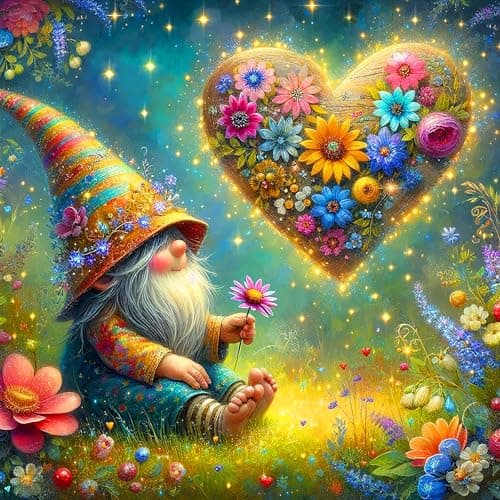 igoodom Gnome Diamond Art Kits for Adults, Gnome Diamond Painting Kit, Full Drill Round Valentine's Day Diamond Art Kits, DIY Gem Art and Crafts for Home Wall Decor Gift 14x14inch - Image 1