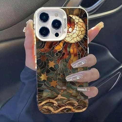 Benbabuwe for iPhone 17 Air Case, Aesthetic Hard Hybrid Shell Shockproof Protective Cute Matte Cases for iPhone 17 Air Chip Marble Moon Print Pattern for Women Girls - Image 1