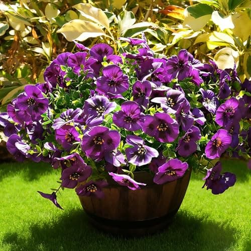 Fanfantoey 14Pcs Artificial Flowers for Outdoors, UV Resistant Fake Flowers Silk Pansy Outside Decoration,Faux Silk Flowers Fake Plants Spring Flowers Porch Yard Patio Home Decor, Purple - Image 1