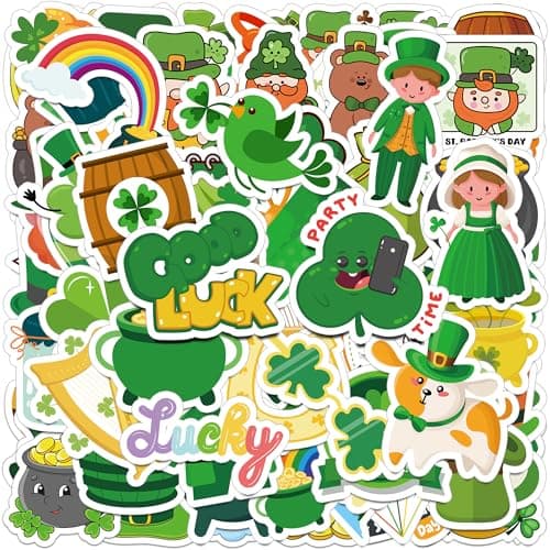 St Patricks Day Stickers for Kids - St Patricks Day Accessories - 100Pcs Shamrock Stickers,St. Patrick’s Day Crafts for Kids, St Patricks Day Gifts Treats Party Favors for Boys Girls - Image 1