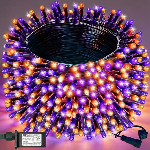 Decute Halloween String Lights Outdoor Indoor Waterproof 300LED 105FT UL Certified with End-to-End Plug 8 Modes, Decoration Lights for Christmas Tree Patio Garden Wedding Party Orange Purple - Image 1
