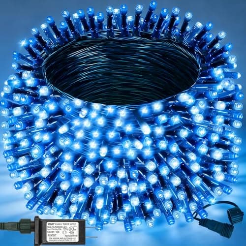 Decute Christmas String Lights Waterproof 300LED 105FT UL Certified with End-to-End Plug 8 Modes, Outdoor Indoor Starry Fairy Lights for Christmas Tree Patio Garden Wedding Party Decor Blue - Image 1