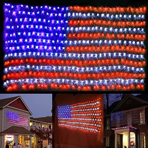(New) American Flag Lights, Outdoor String Lights 420 LED Waterproof Led Flag Net Light Patriotic Ornaments for Outdoor Home Yard,Garden, Camping, Memorial Day, 4th of July, Christmas Decorations - Image 1