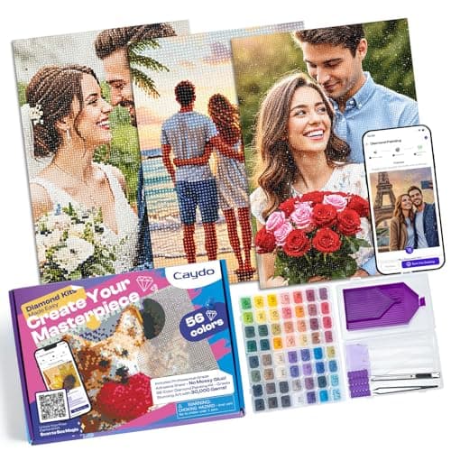 Caydo 3 Pack Quick Custom Diamond Painting Kit with Design App - Turn Photos into Diamond Arts, with 30,000PCS Diamonds in 56 Colors, Full Tools for Beginners Craft | No Waiting Weeks, Ready to Craft - Image 1