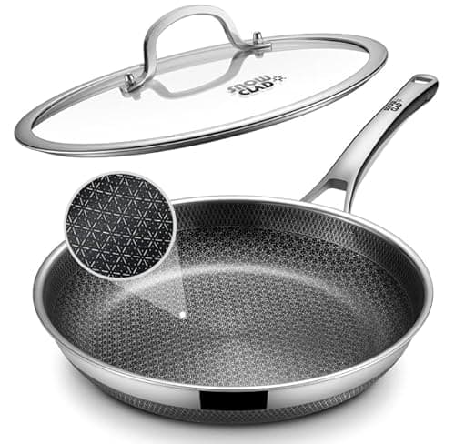 Yonida Non Stick Frying Pans, 12-inch with Lid, Hybrid Fajita Pans Nonstick,non stick Skillets Stainless Steel, Dishwasher & Oven-Safe, Induction Compatible Cooking Pan, PFOA Free Cookware - Image 1