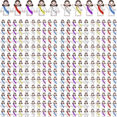 Imerance 200 Pcs Little Jesus Figures,Mini Jesus Figurines Tiny Statues for Easter Egg Stuffers to Hide and Seek Sunday School Religious Party Share (Colorful) - Image 1