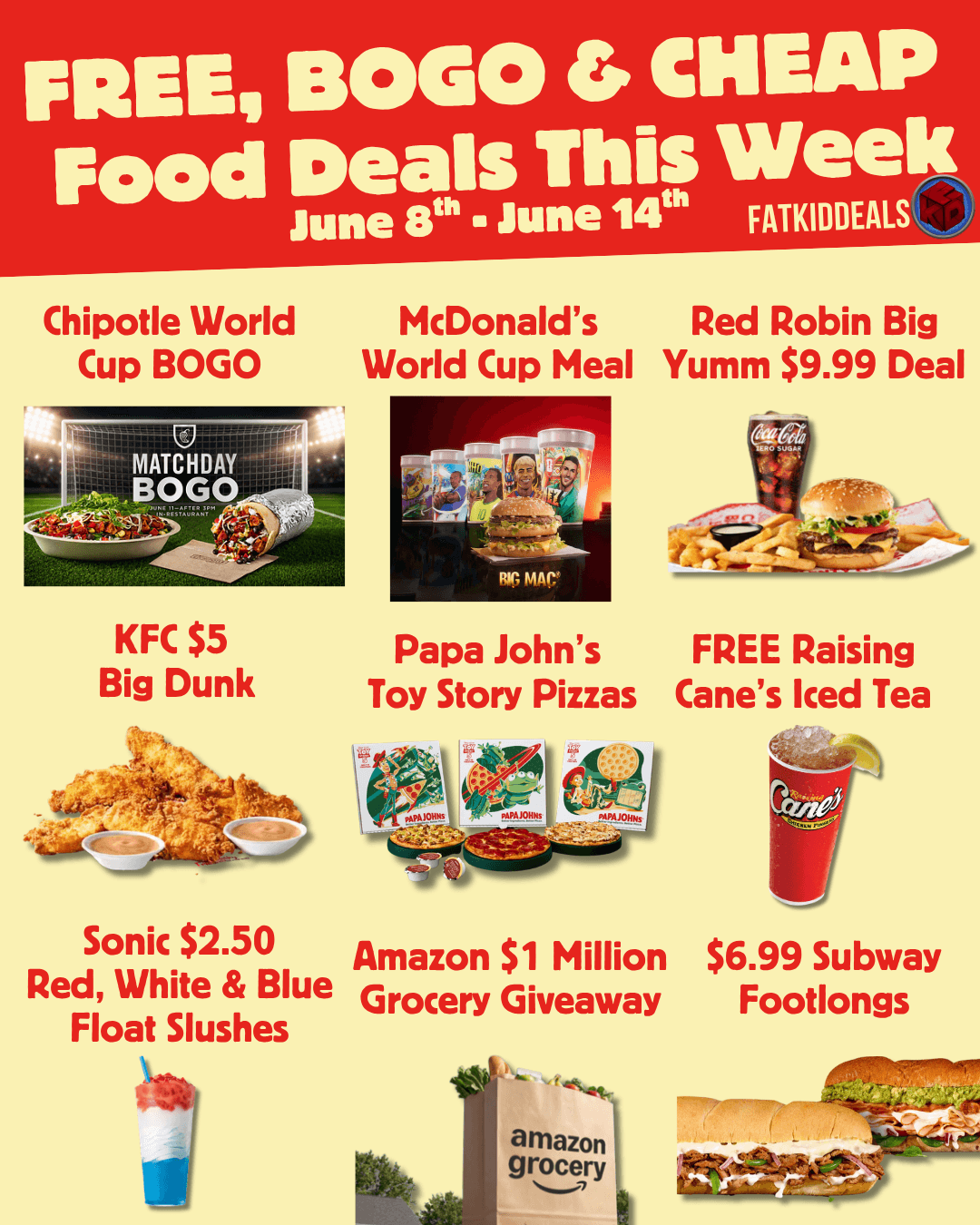 Free, BOGO, & Cheap Food Deals for June 8th to June 14th