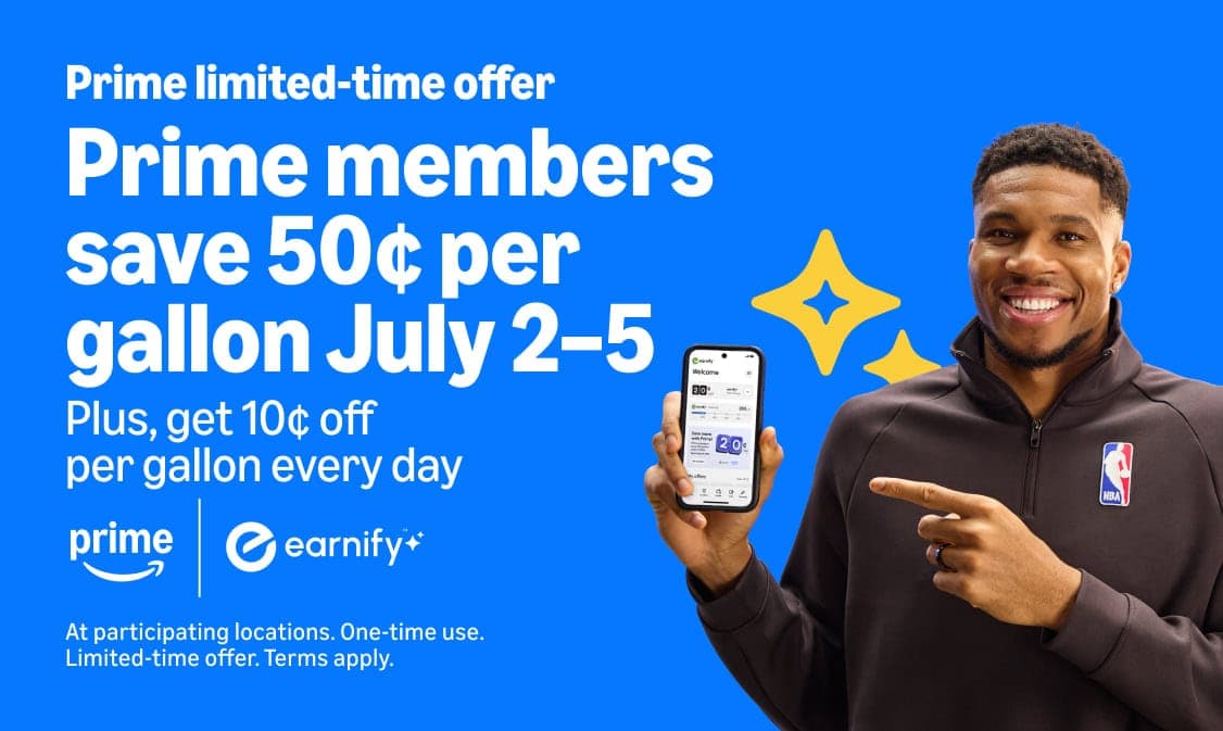 Save 50¢ Per Gallon With Amazon Prime — July 2–5 Only