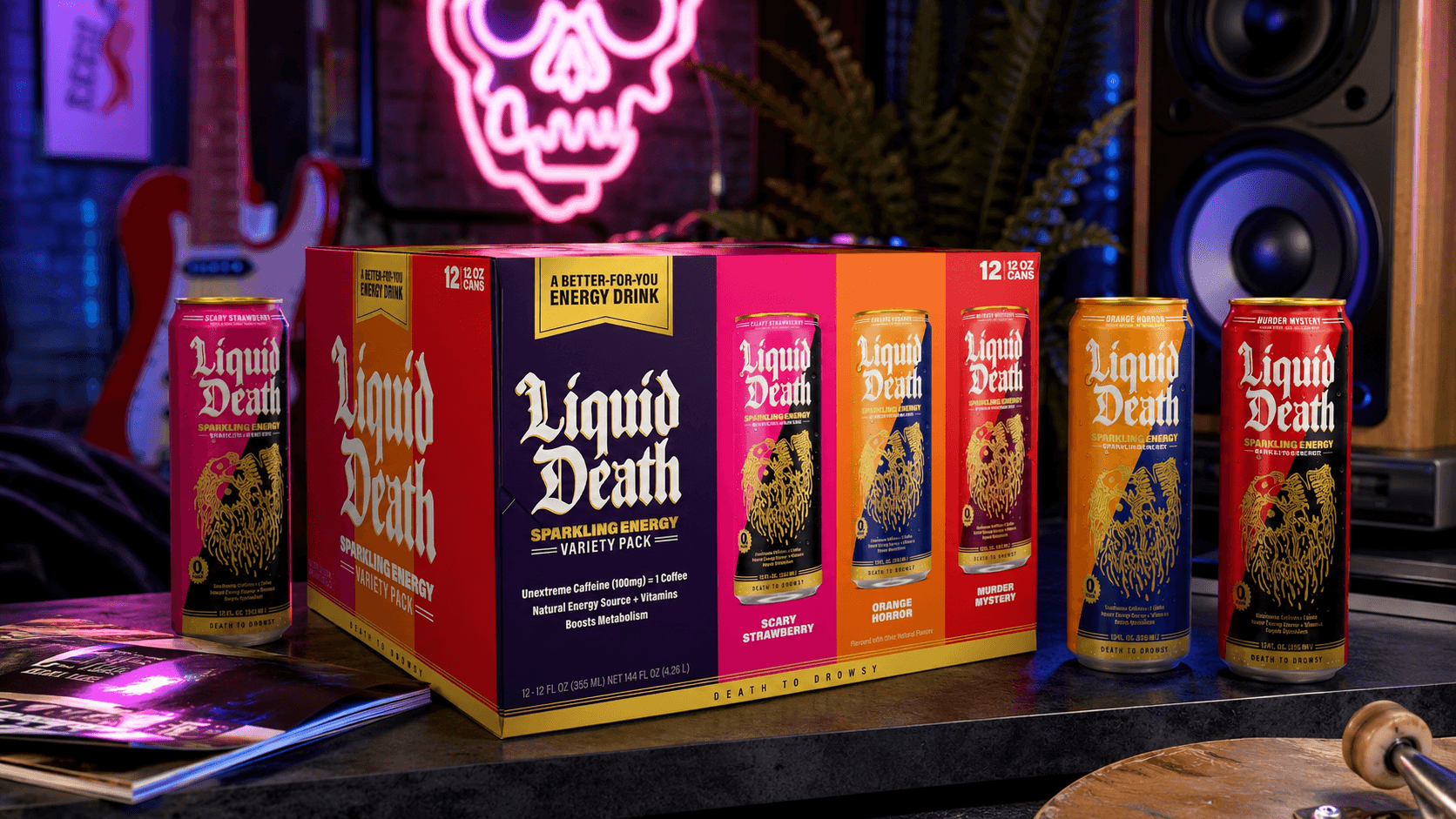Liquid Death Sparkling Energy Pack Under $20 on Amazon