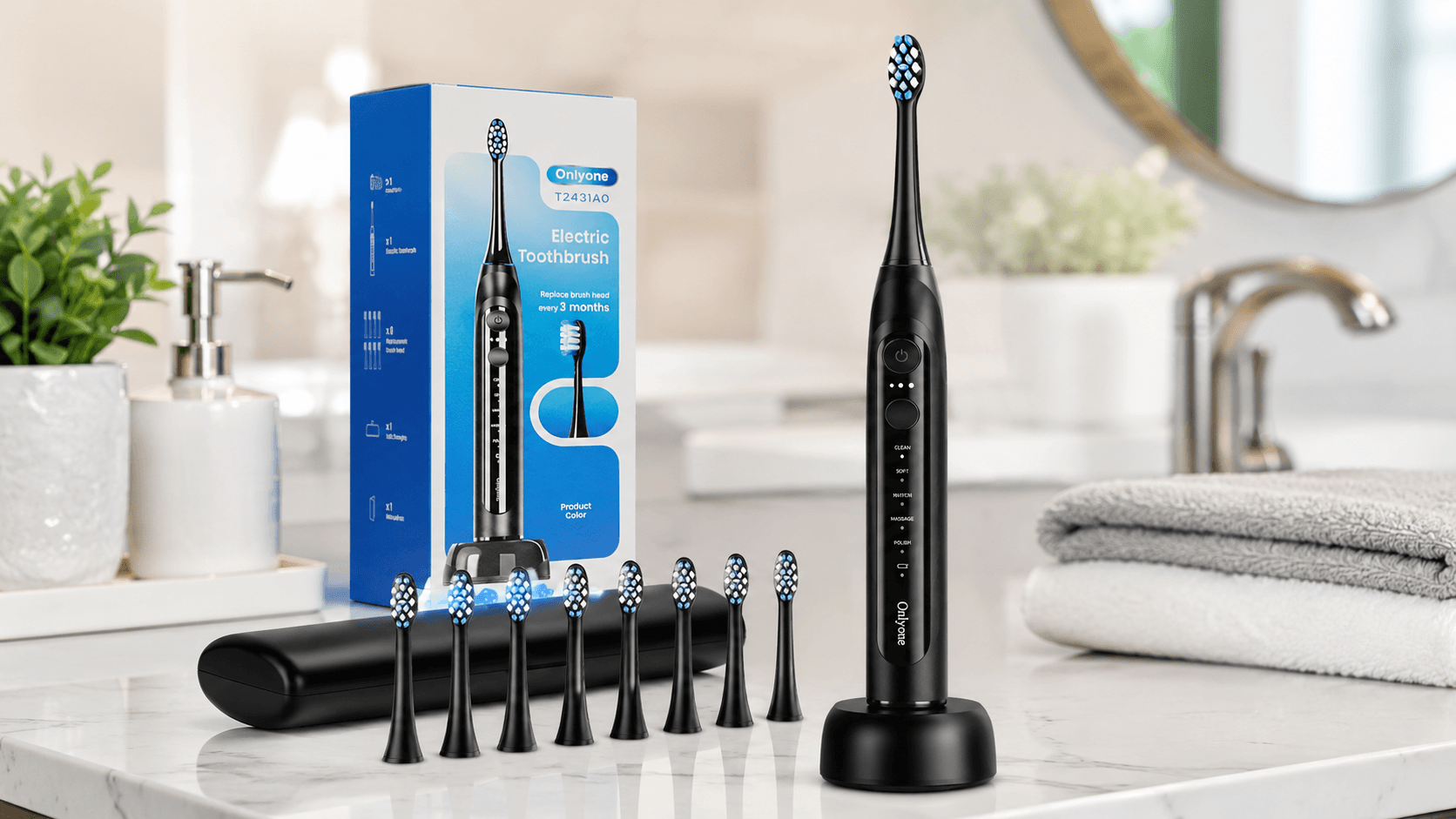 Sonic Electric Toothbrush Bundle Under $9 on Amazon